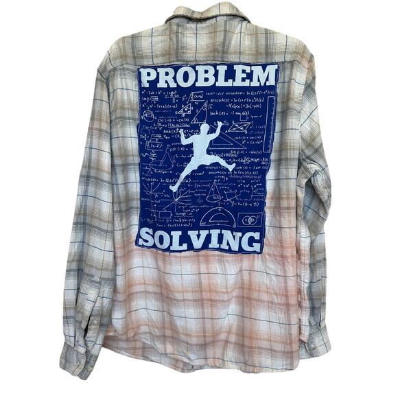 Rock Climbing Plaid Flannel Shirt XL Problem Solving Relaxed Fit Unique Climber - Picture 1 of 6